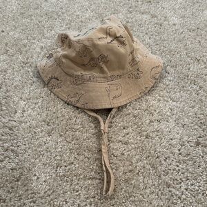 Kids Dinosaur Print Bucket Hat - Tan